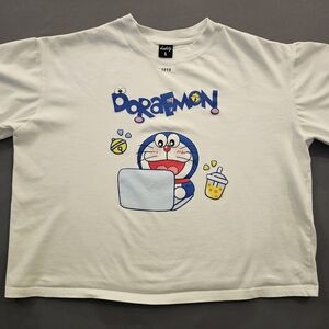 Doraemon Graphic Tee – White Oversized T-Shirt – Lukity Brand Size L